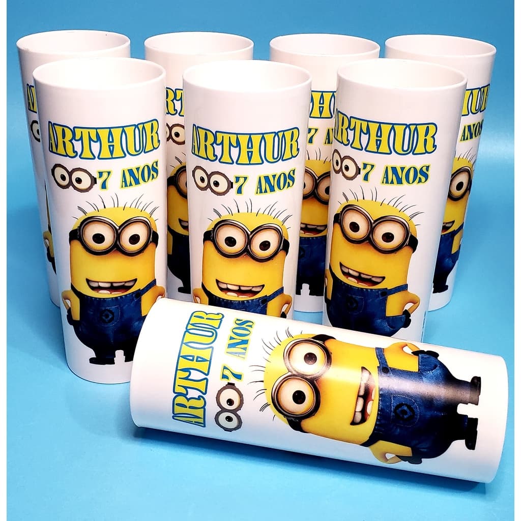 Copo Personalizado Minions Lembrancinha de aniversário com foto Nome Copo Homem aranha Vingadores