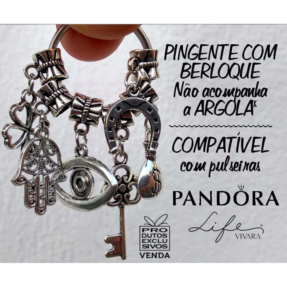 Kit 6 Pingentes de Proteção Espiritual Berloque Bijouteria Bijuteria Patuá Mão Fátima Olho Grego