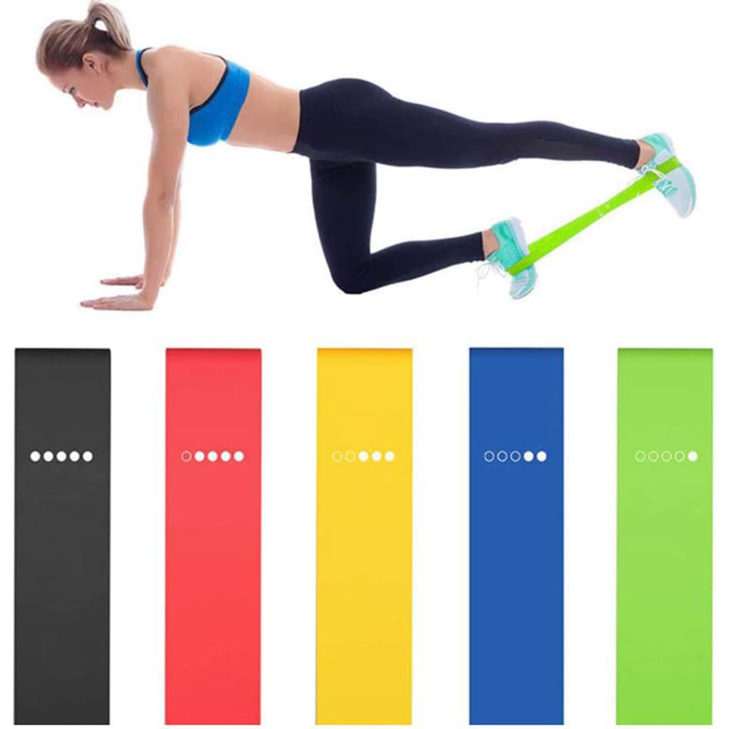 Kit 5 Faixas Elásticas Resistência Yoga Pilates