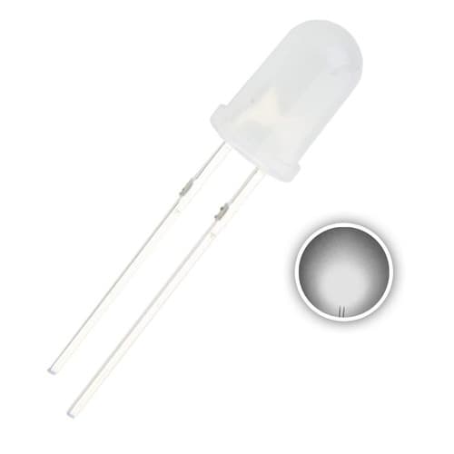 100 Pcs Led Difuso 5mm Branco Frio 6000-6500k Leitoso K1222