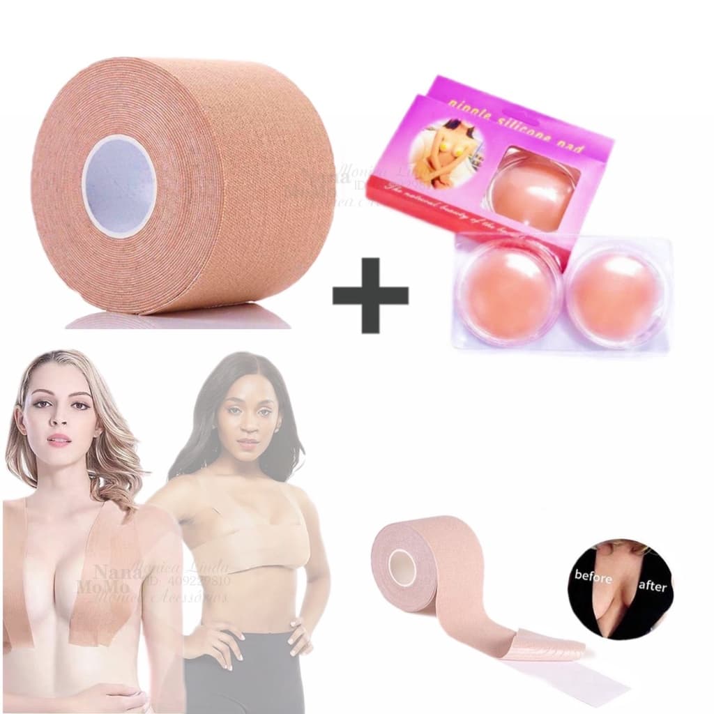 kit 1 Adesivos Levanta Seios Sutia Fita Boob Up Invisivel Fit 3D + 1 Tapa Bico Protetor Seios