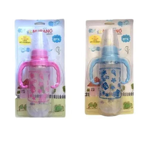 Mamadeira Murano Com Alça 240 Ml Rosa Bico Anatômico bebê menino menina