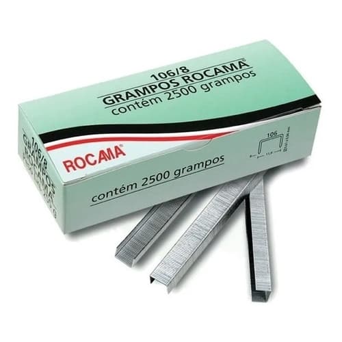 Grampo Para Grampeador 106/8  Rocama 10 Caixas de 2500 Grampos cada