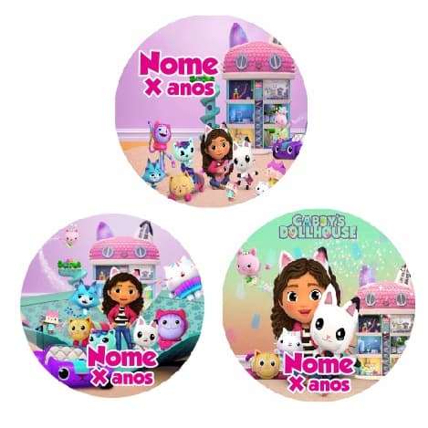 Adesivos Papel Fotográfico 3cm x 3xm A casa mágica da Gabby Personalizado