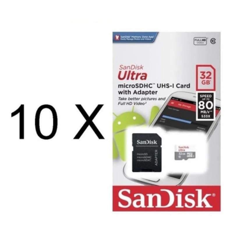 Kit 10 Cartão de Memória Sandisk 32g Original