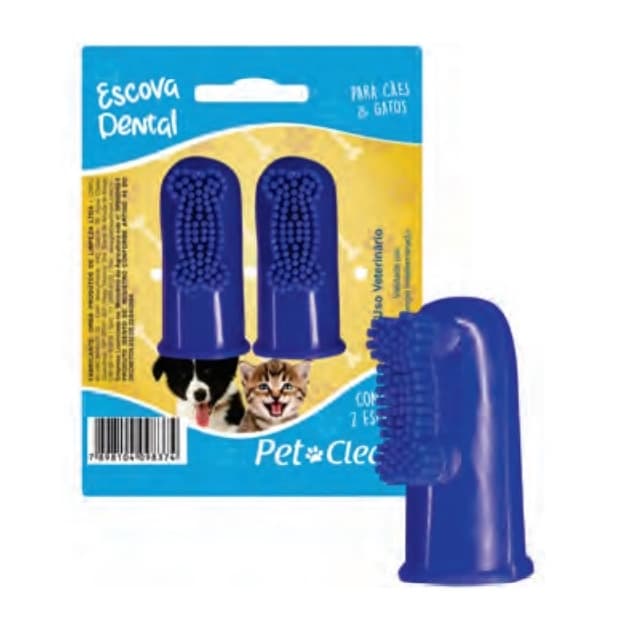 Kit 2 Dedeira Escova de Dente Pet Clean Cachorro Gato Cores Sortidas