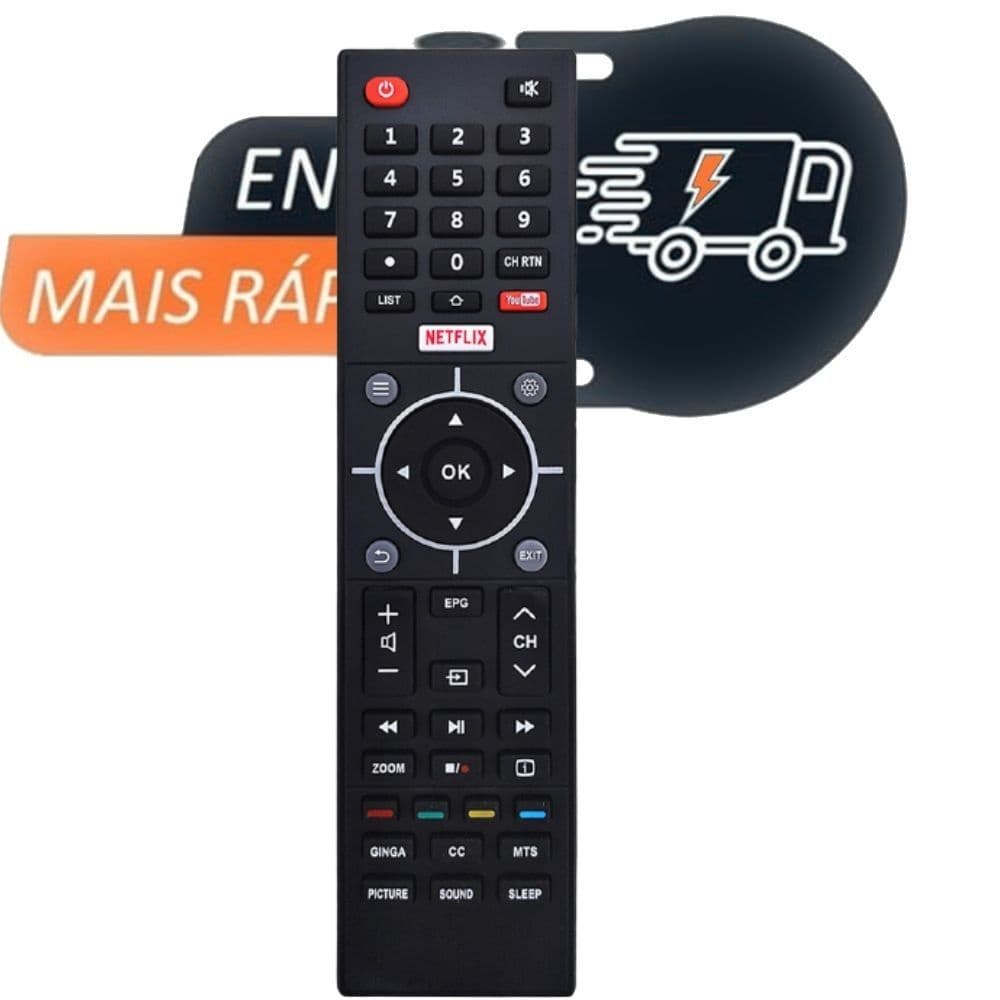 Controle Para Tv Semp Toshiba Ct-6810 Com Tecla Netflix e Youtube