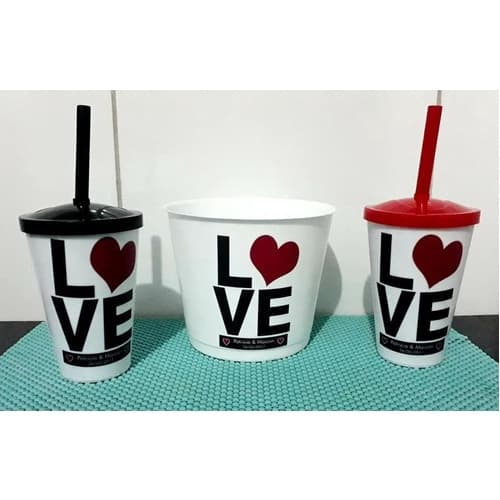 Kit Pipoca Dia Dos Namorados LOVE + 2 Copo 500ml Cinema Amor Netflix Filme Casal Amor Loveflix