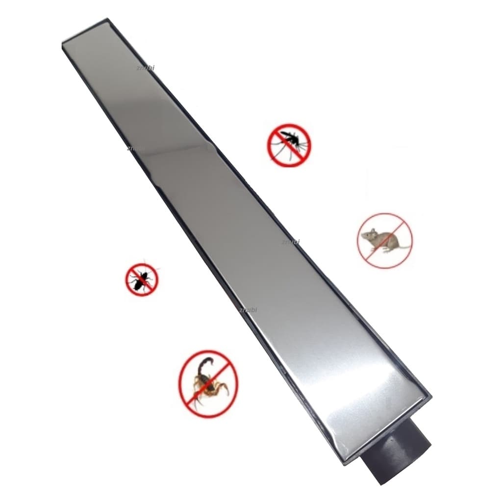Ralo Linear 6x50cm Sifonado Oculto Preto com Grelha Inox e Tela Anti Insetos
