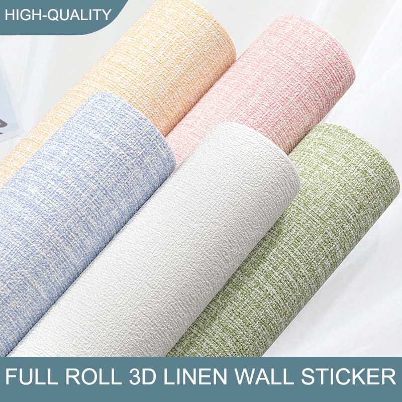 1 Rolo 5M De Papel De Parede De Linho Autoadesivo 3D 500 * 50cm XPE Adesivo Espuma Espessada Anticolisão À Prova D'água Esfoliante Decoração De Casa