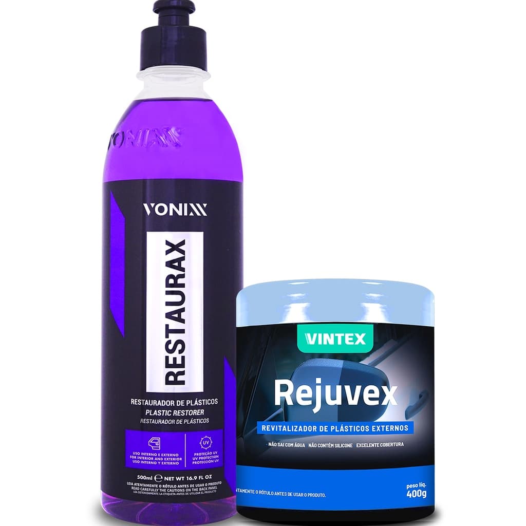 Restaurador de Plásticos Restaurax Vonixx + Revitalizador de Plásticos Rejuvex Vonixx Vintex