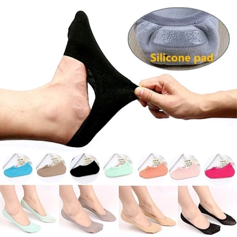 6 / 12 prs Meia Sapatilha Invisível FINA n 32 a 38 silicone no calcanhar  meias finas feminina masculina invisivel promo