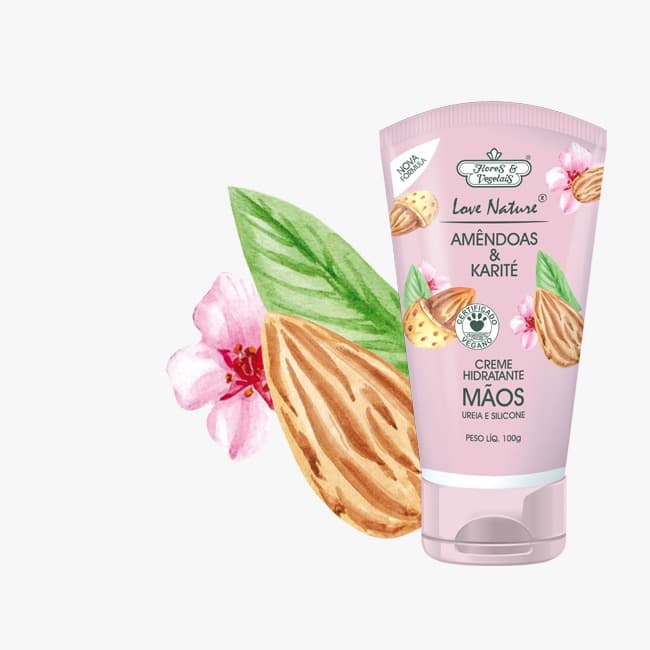 Creme Hidratante Mãos Amêndoas E Karité Love Nature Flores & Vegetais 100g