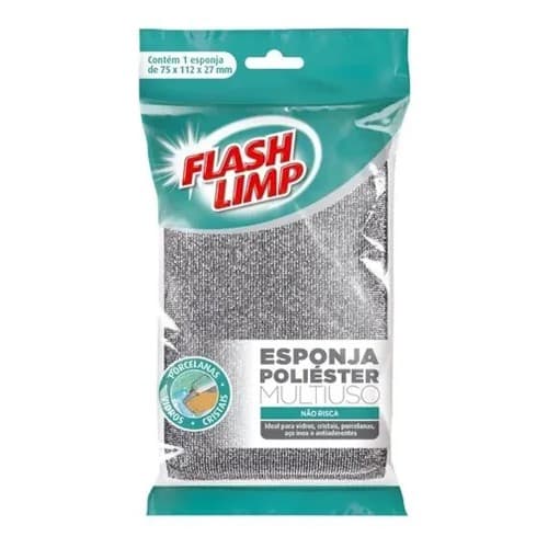 Esponja multiuso Flash Limp Não Risca Ideal para Vidros Cristais Porcelanas Antiaderentes