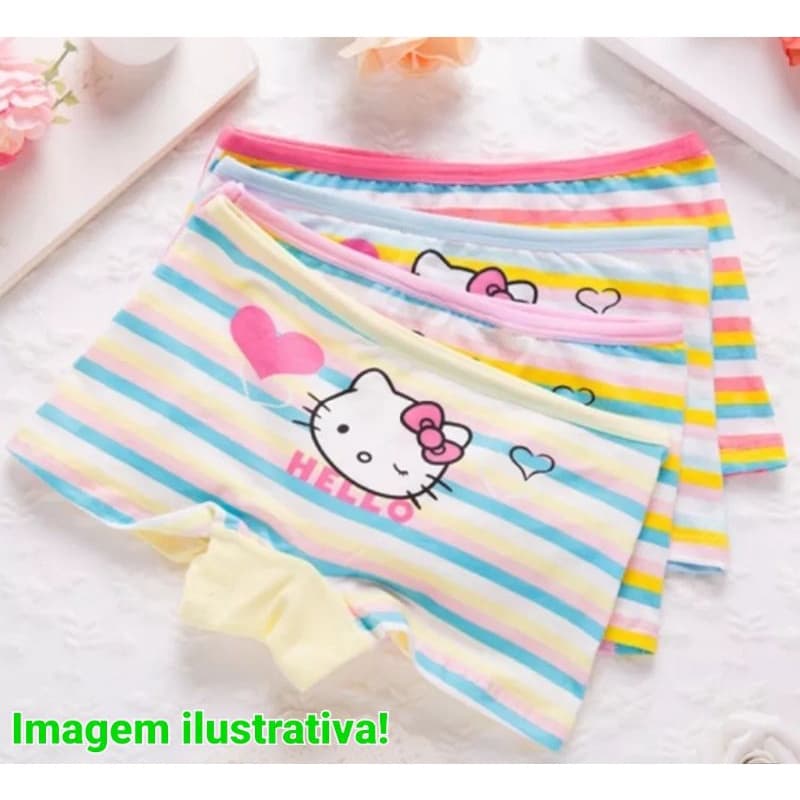 kit Calcinha INFANTIL 98% ALGODÃO SHORT P a GG  boxer calcinhas cueca boxe short juvenil algodao conforto aur