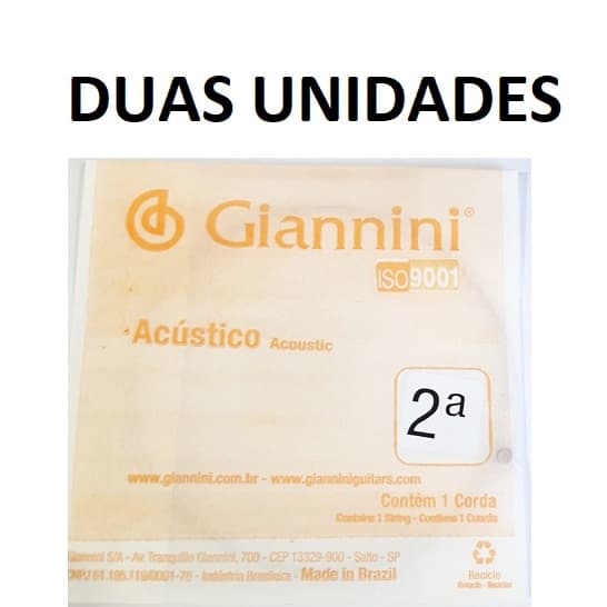 Corda Violão Elétrico Aço Giannini Acústica Avulsa 2ª Si Do Encordoamento Kit Com 2 Un