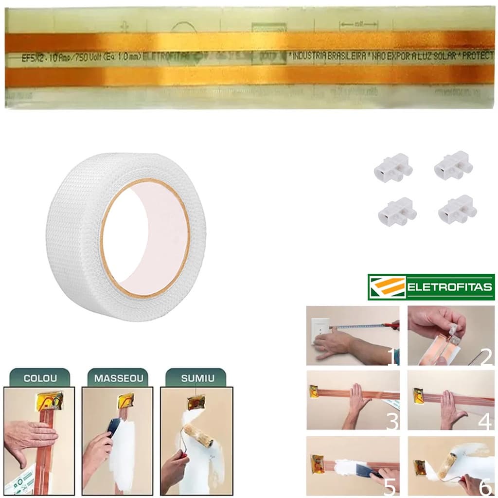 Kit Fita Elétrica Eletrofita 2 Pistas 3 Metros 750v/10amp
