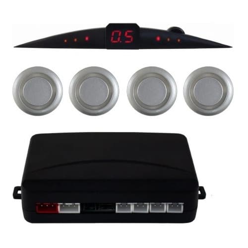 Sensor Estacionamento Re 4 Sensores Display Led Sonoro Prata