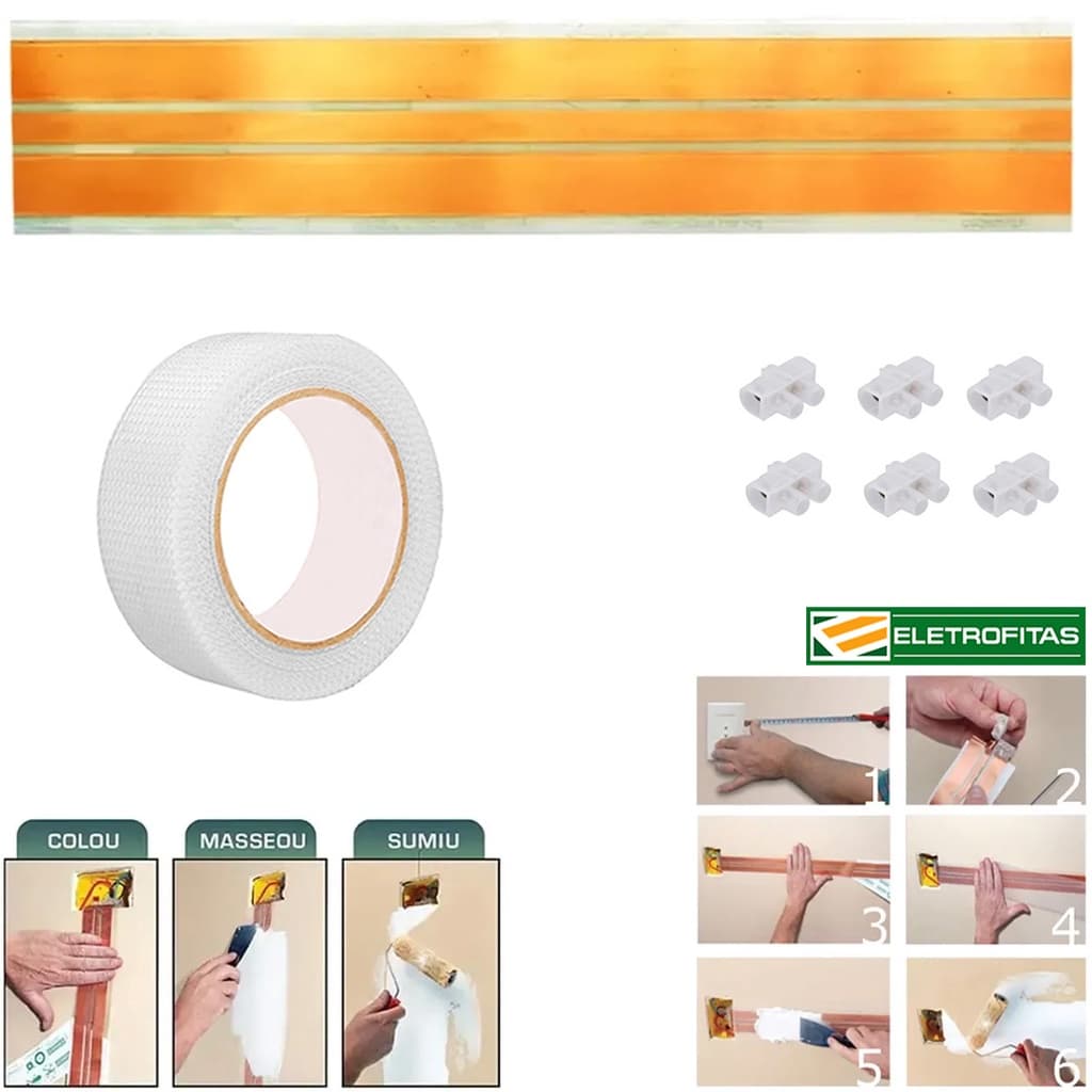 Kit Fita Elétrica Eletrofita 3 Pistas 1 Metro 750v/15amp