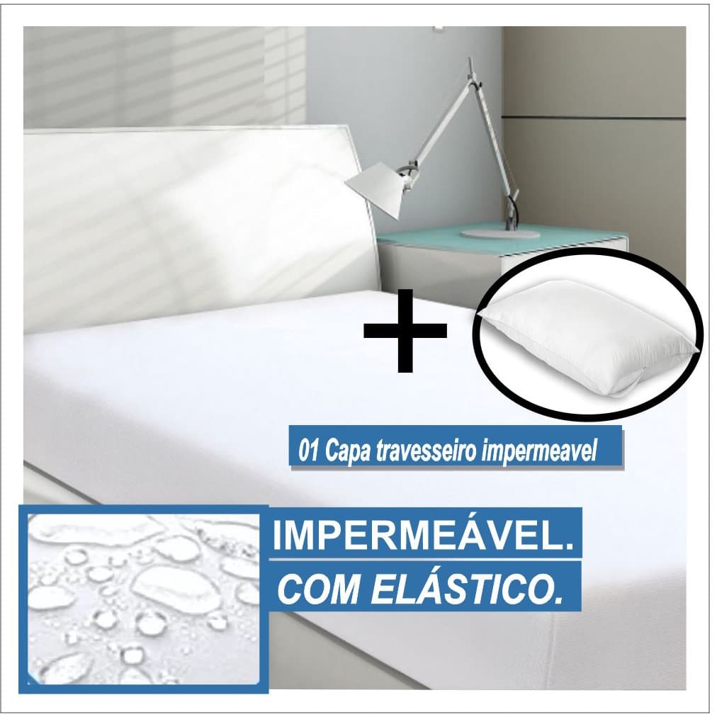 KIT CAPA  COLCHÃO SOLTEIRO IMPERMEÁVEL + CAPA DE TRAVESSEIRO