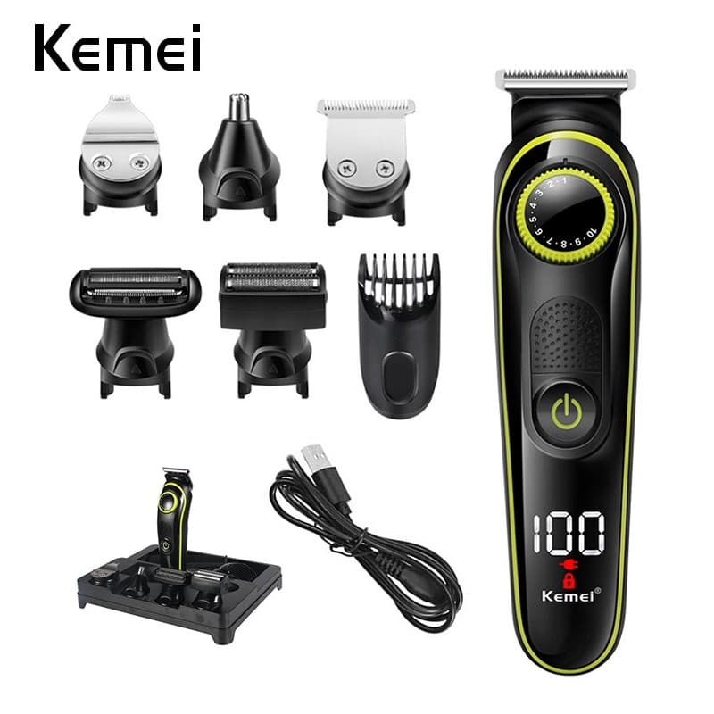 Aparador De Pelos Elétrico Profissional Kemei All-in-one Para Depilação Masculina Sem Fio Kit De Tosa Homens