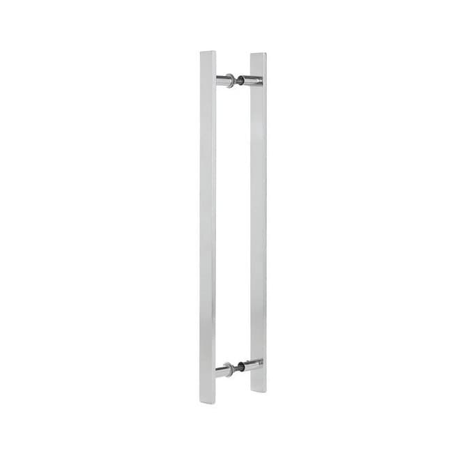 Puxador Duplo Alumínio Barra Chata/quadrado 40cm Porta Pivotante Madeira/vidro