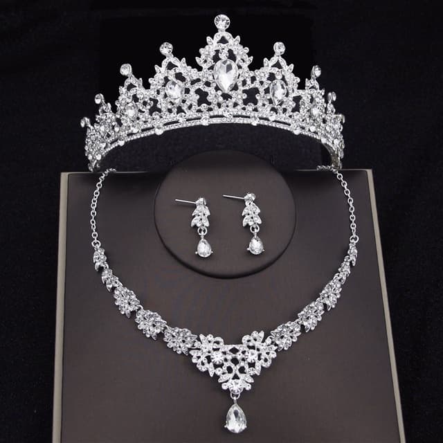 Kit Coroa Colar e Brincos Noiva Casamento Debutante Princesa