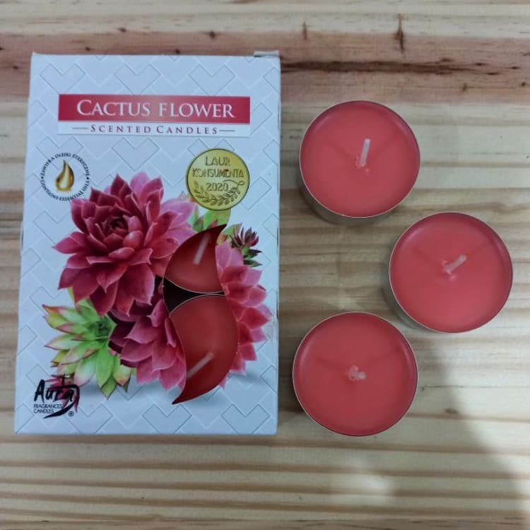 Vela Aromática. Caixa com 6 unidades. Flor de cactos e Algodão.