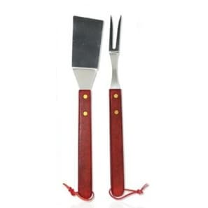 Kit Churrasco inox e Cabo de Madeira 2 ou 3pcs Grande 33cm Garfo, Espátula, Pegador Pinça Assador Churrasqueiro