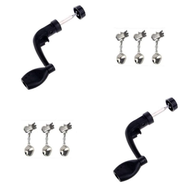 Manivela de molinete profissional + sino de alarme de pesca + brinde surpresa  serve para tamanhos 3000 2000 1000 500 de todos os modelos de molinetes .
manivela dobrável facilita o transporte e evita quebra durante o trajeto na pescaria