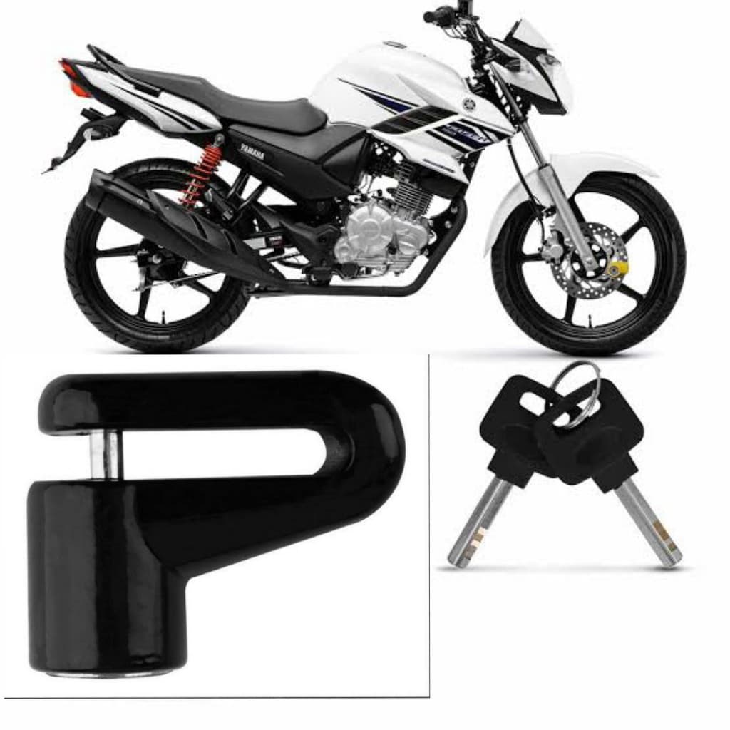 Trava De Moto Cadeado Roda Disco 2 Chaves Segurança Moto