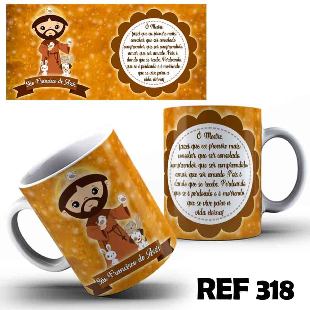 Caneca Xicara Personalizada Sao Francisco de Assis Protetor do Animais Religiao Catolica