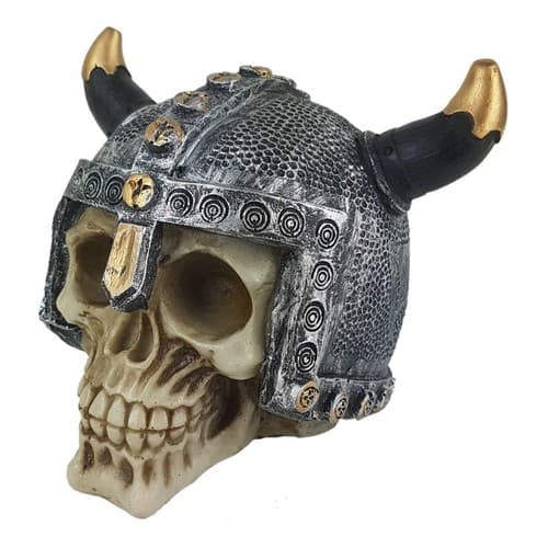 Cranio Viking Medieval Em Resina C/ Chifre Longo Ou Curto