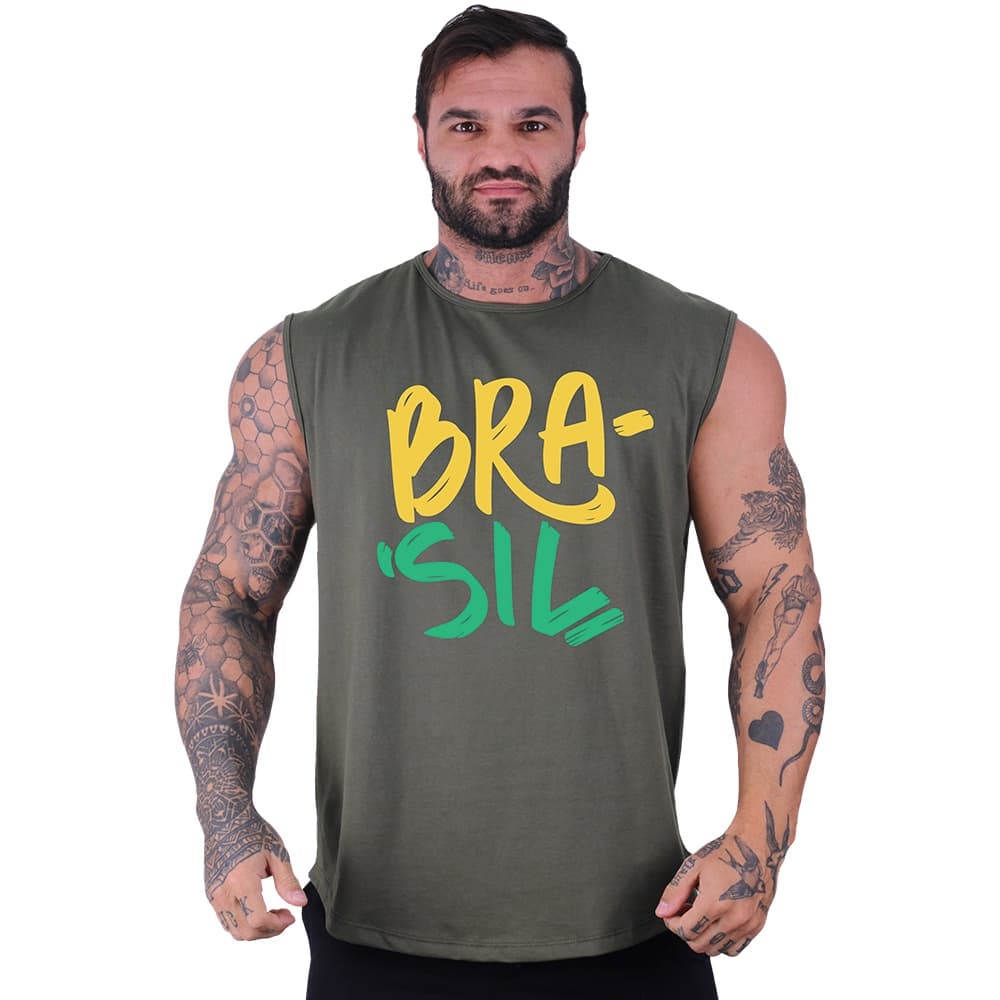 Regata Machão Longline Masculina MXD Conceito Brasil Pincelado