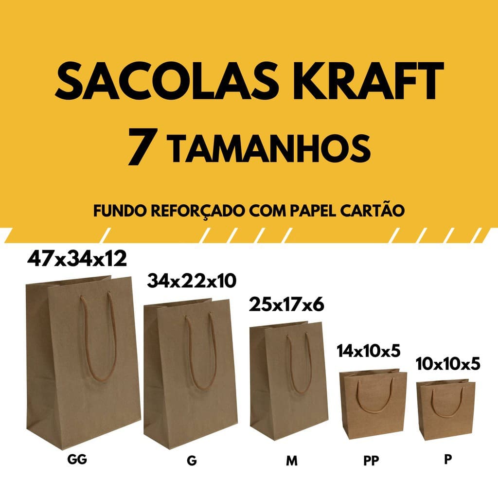 Sacolas Kraft 100u Bolsa Papel Presentes Delivery Comércio