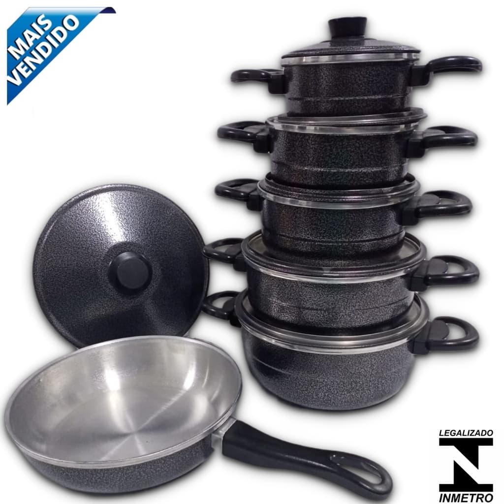 jogo de panela 6 peças com frigideira grande para sua cozinha