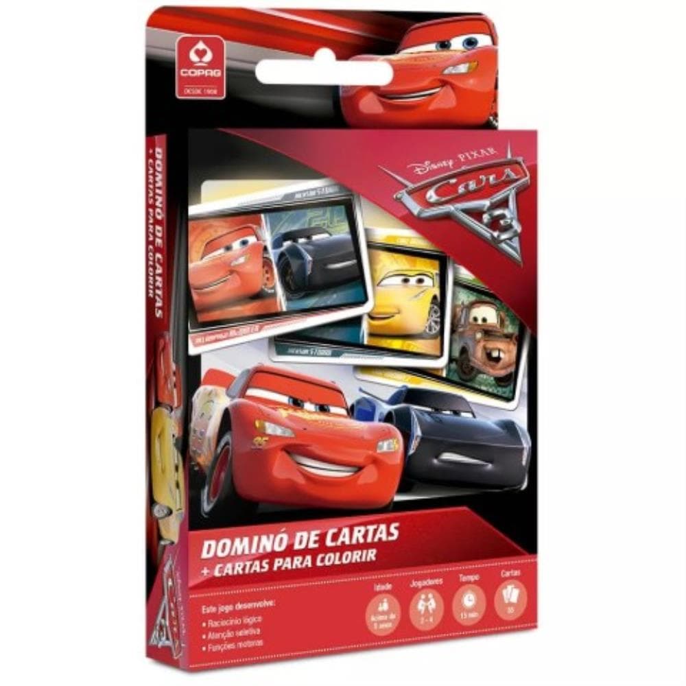 Jogo de Cartas Copag Disney Carros 3 Dominó de Cartas