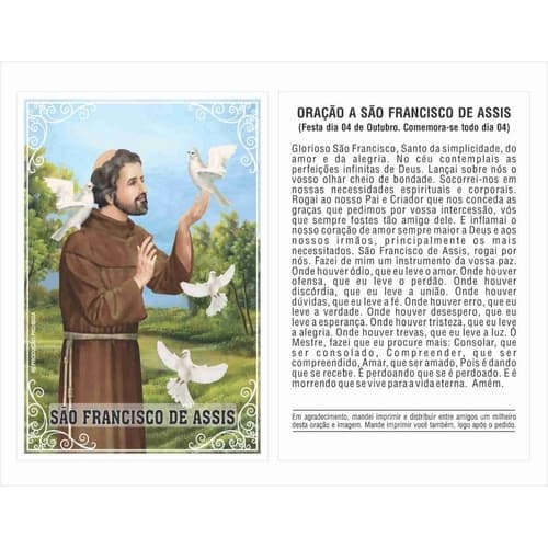 Milheiros Santinho São Francisco De Assis Oração Promessa