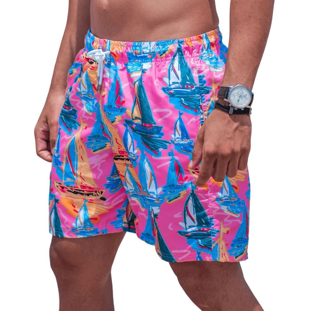 Short Masculino Estampado de tactel premium, Short de elástico, Short para praia, bermuda masculina estampada, shorts