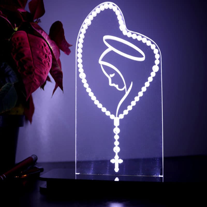 Luminária de Acrílico Terço Nossa Senhora de Fátima Rosário