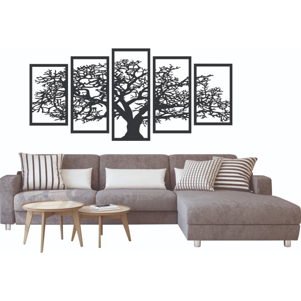 Conjunto 5 Quadros Arvore Da Vida Mosaico Sala Quarto Mdf
