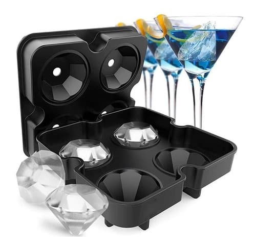 Forma De Silicone Para Gelo Diamante 4 Cavidades