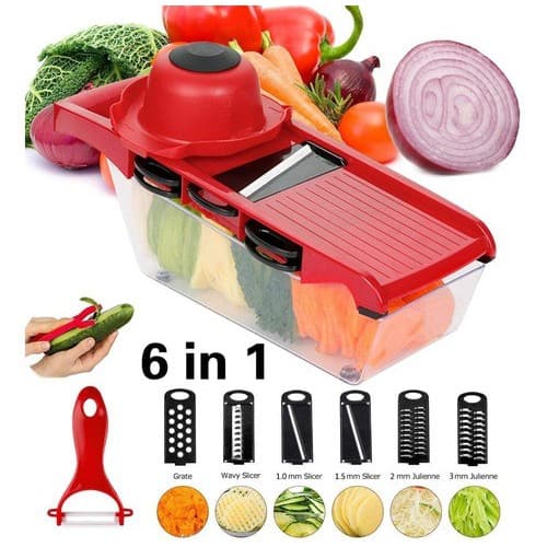 Mandoline Profissional Cozinha Slicer Aço Inox 6 Em 1 Fatiador Cortador Ralador De Legumes Verduras Frutas Alimentos Envio Imediato