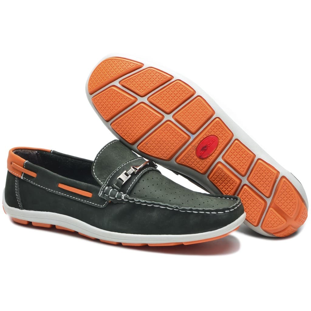 Mocassim  em Couro Masculino Verde Militar Cla-Cle