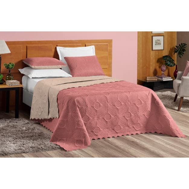 Kit Luxo Cobre Leito Marie Super King  2,80 M X 2,70m Dupla Face Ultrassônico 3D Colcha Sem Costura