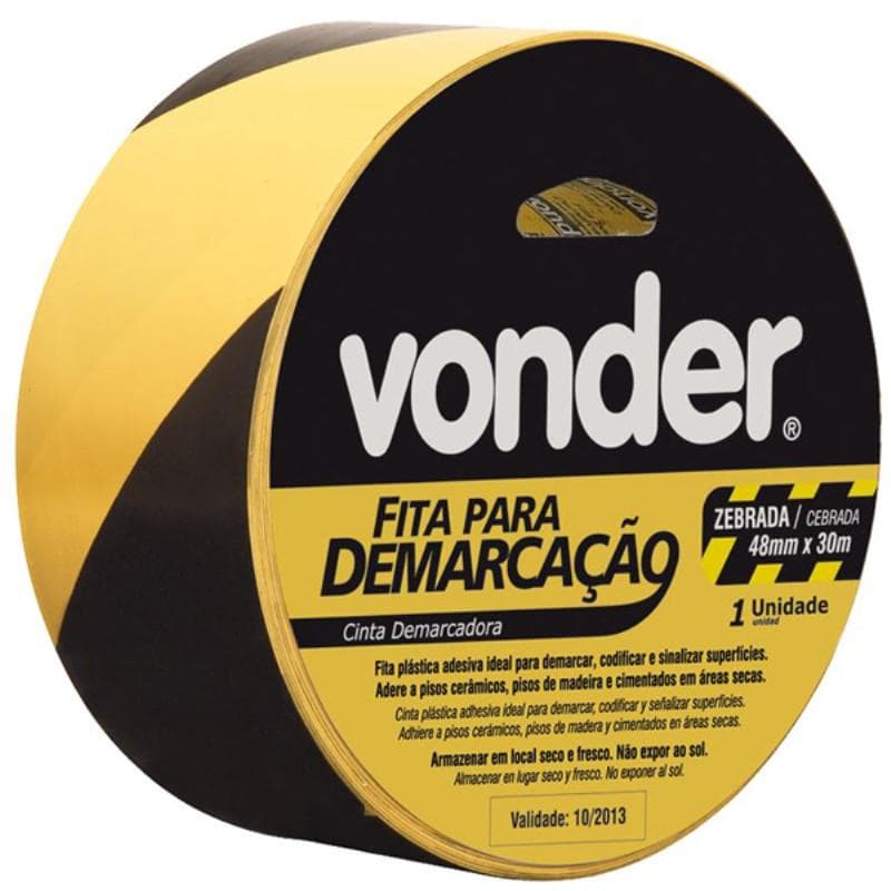 Fita para Demarcação de Solo ZEBRADA 48 MM x 30 Metros VONDER