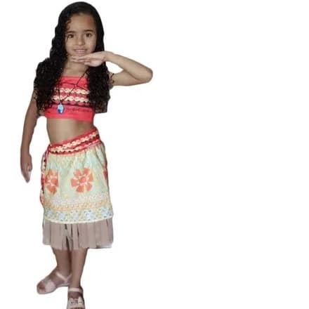 Conjunto Fantasia Moana Festa Carnaval Princesa Menina