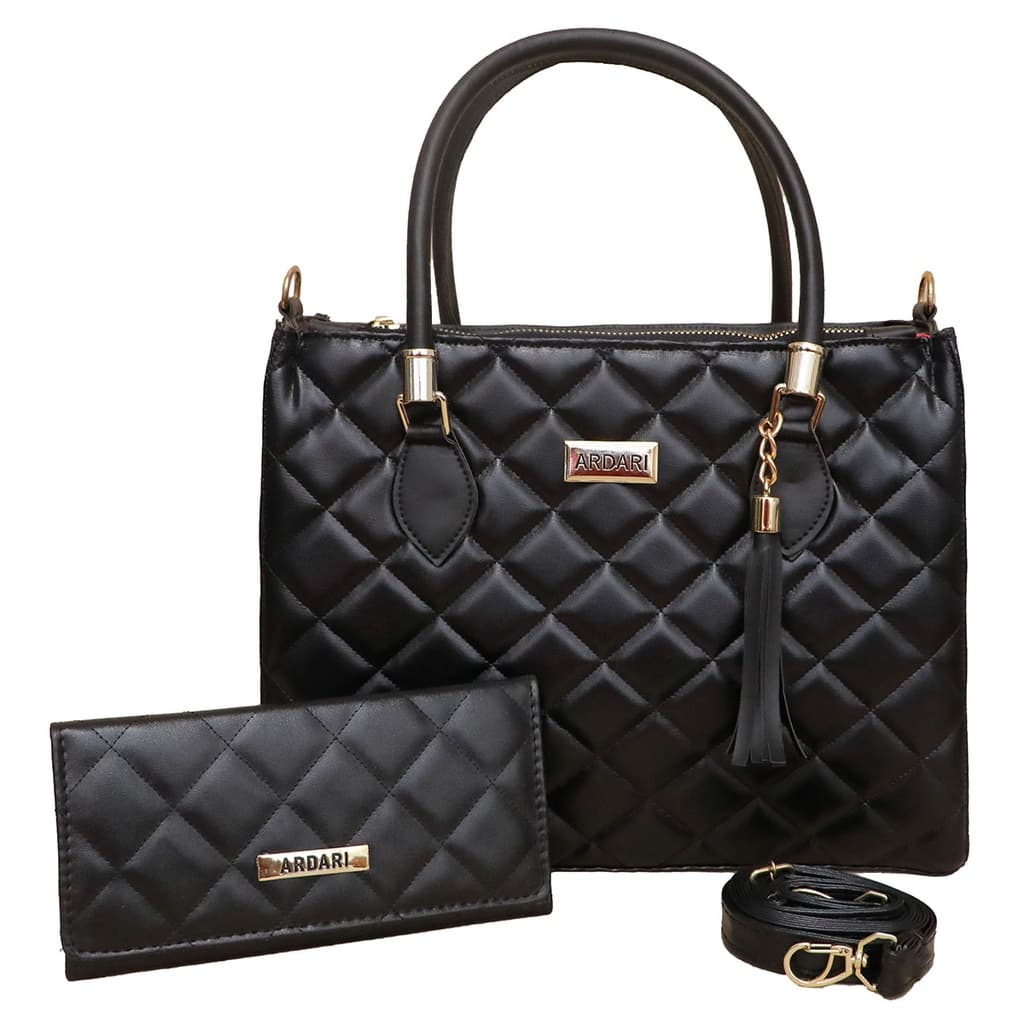 Bolsa transversal feminina grande de couro ecológico com carteira