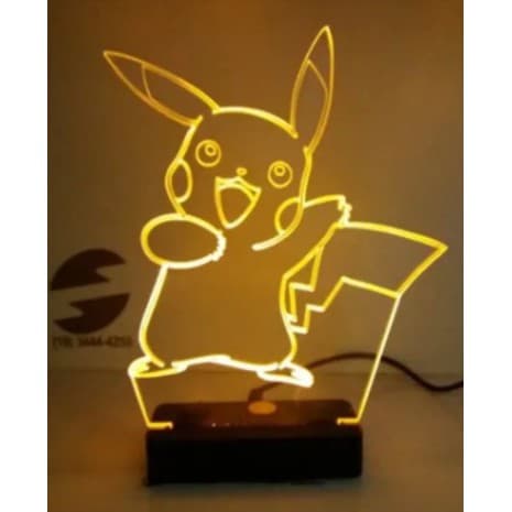 Luminária Abajur Dia das Crianças Presente Led Acrílico Pikachu Pokemon