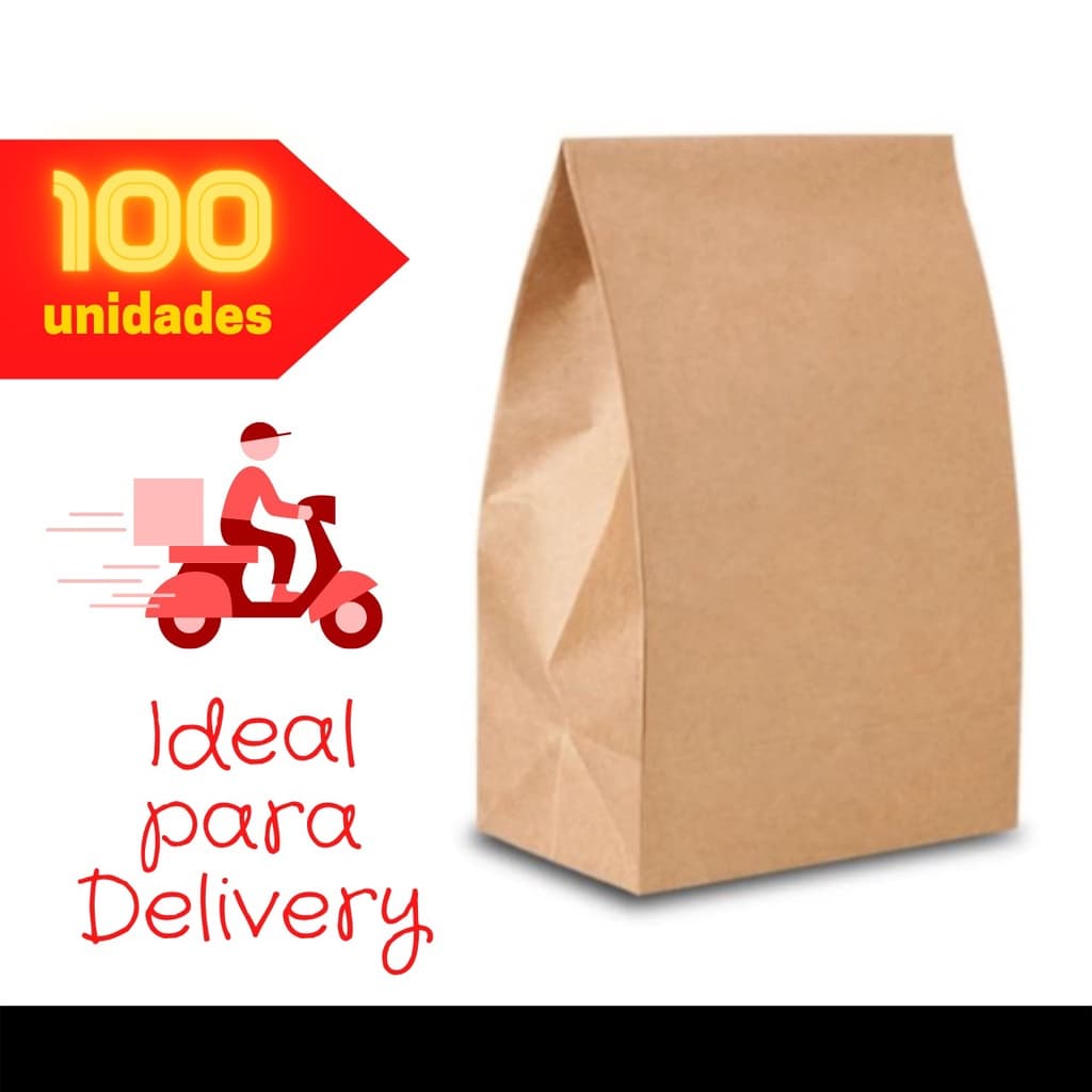 Saco Kraft Para Delivery PP. 1 (18x10x25) - Sem Impressão (liso) Escolha a Quantidade